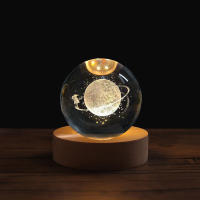 Luz Nocturna De Cristal 3D 6cm Con Astronauta Y Sistema Solar Saturno Vía Láctea Luz De Planetas Grabado Por Láser Regalo Para Niños - details 3