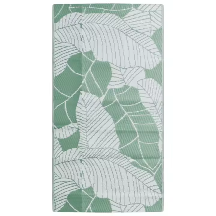 Alfombra de Exterior PP 80x150 cm Jardín Patio Terraza Balcón Color Negro,  green leaf pattern,  Hoja y mas - 1