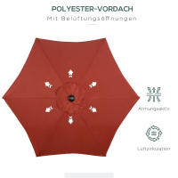 Outsunny Sombrilla Ø 196 cm, con función plegable, Sombrilla hexagonal para Balcón Sombrilla de Playa Sombrilla de prueba de Viento somento Brilla de Mercado Sombrilla de manivela Sombrilla de Playa Balcón Jardín Sombrilla de Protección - details 5