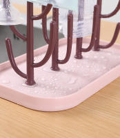 Rack De Secado Para Botellas De Bebé En Rosa Y Beige Soporte De Almacenamiento Removible Para Copas De Alimentación Con Agujeros Para Drenaje Compatible Con Máquina De Secado - details 3
