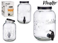 STARLEY-Dispensador de Agua/Bebidas con Grifo - Recipiente de Cristal y Dosificador Metálico - 3800 ML (Negro, Sin Soporte - 16,5 x 26 x 16,5 cm) - details 5