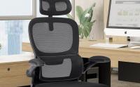 T-LoVendo - Silla de oficina ergonómica con respaldo de malla transpirable y reposacabezas ajustable | Asiento acolchado, reposabrazos abatibles y base resistente con ruedas giratorias | Diseño moderno - details 0