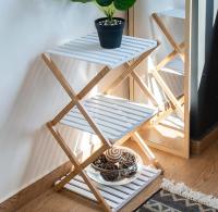 Estantería Organizador de Bambú plegable de la marca EMIPO  - Estantería plegable  Multiusos con 3 Baldas - Color Blanco y Natural - Organizador para el Hogar - Ideal para Entrada, Pasillo, Baño - details 0