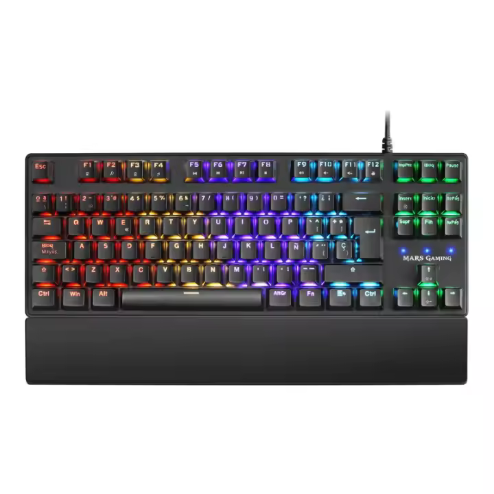 Mars Gaming - MKXTKLBES, Teclado Mecánico Ultra-compacto TKL RGB, Reposamuñecas, Switch OUTEMU SQ Azul, Idioma Español MKXTKLBES - 1