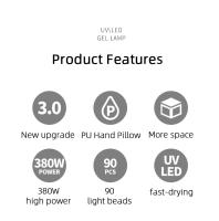 Lámpara UV LED Profesional Para Manicura Con Almohadilla De Mano Y 90 LED 380W Secado De Esmalte De Gel Alta Potencia Secador De Uñas - details 1