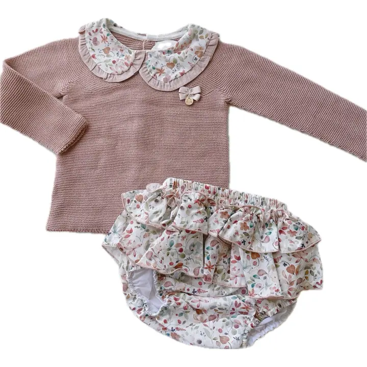 PANCASA 1431220 CONJ. BRAGUITA FLORES ROSA VINTAGE-OBS MADE IN SPAIN - 1