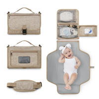 Alfombrilla De Cambio De Pañales Portátil 3 En 1 Con Bolsillos Impermeable Para Viaje Plegable Con Bolsa De Mano Para Bebés De 0 a 36 Meses - details 0