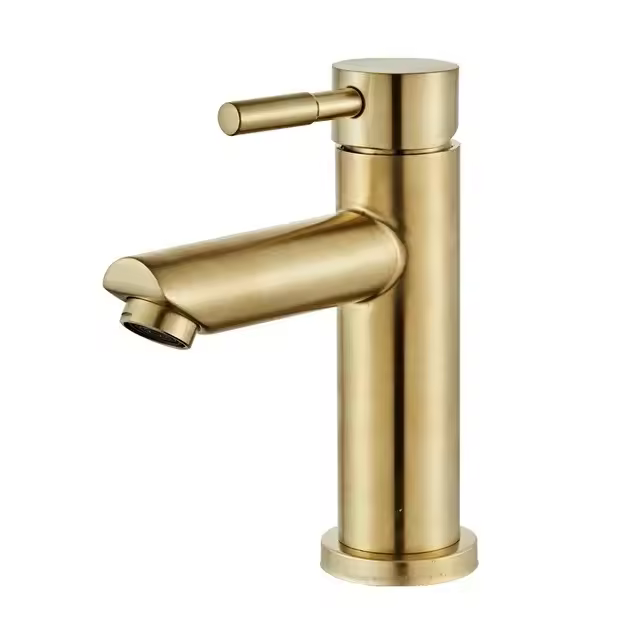 Grifo de lavabo de Maple inoxidable, grifería de baño Dorada cepillada, fría y Caliente, Alta Banheiro - 1