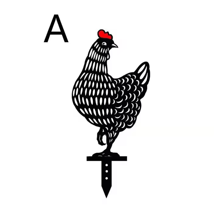 Estatua De Silueta De Pollo Vacío De 10 Pulgadas Arte De Jardín Decorativo De Hen Realista Adorno Para Exterior Material Plástico - 1
