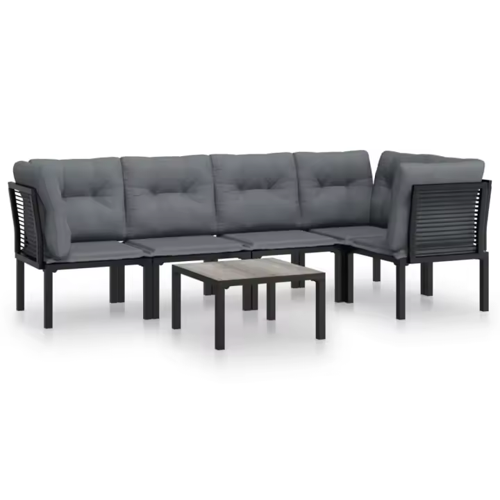 vidaXL Juego de muebles de jardín 6 pzas ratán sintético negro y gris - 1