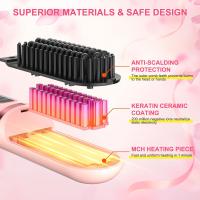 Cepillo de pelo recto sin cuerda para mujeres, peine de pelo recto eléctrico recargable, mini alisador de pelo calentado portátil para viajes, cepillo térmico de iones negativos, herramienta de peluquería - details 5