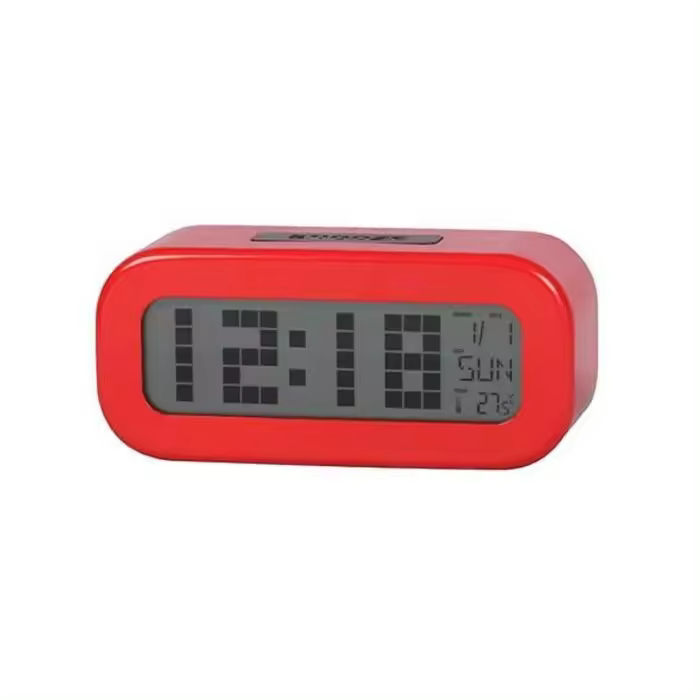 RELOJ DESPERTADOR DAEWOO DCD-24R / FUNCIÓN SNOOZE / ACABADO ALUMINIO / COLOR ROJO - 1