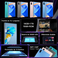 2025 5G nueva tableta Android original global de 10,1 pulgadas 16GB Ram 1tb ROM Android 13,0 20000 ma 5MP 13mp WiFi Bluetooth 14 Core HD Big screen Office Network GPS con teclado para auriculares Bluetooth - details 1