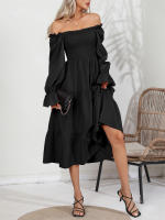 Vestido De Mujer Casual Primavera/Otoño Con Cuello Cuadrado Ruffle Tirantes Manga Larga A-Line Longitud Media Pierna Polyester - details 16