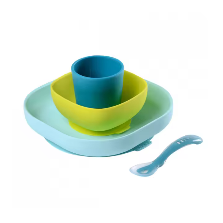 Vajilla con ventosa 4 piezas BEABA en silicona - 1