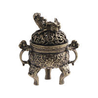 Brass Pocket Lotus Jiuding Incense Burner Hollow Mini Incense Holder Garden Statue Sculpture from Mainland China - details 8