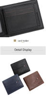 Cartera De Cuero PU De Alta Calidad Para Hombre Slim Con Cremallera Corta Portatarjetas Y Portafotos Monedero Simple Color Negro Café Marrón Azul - details 14