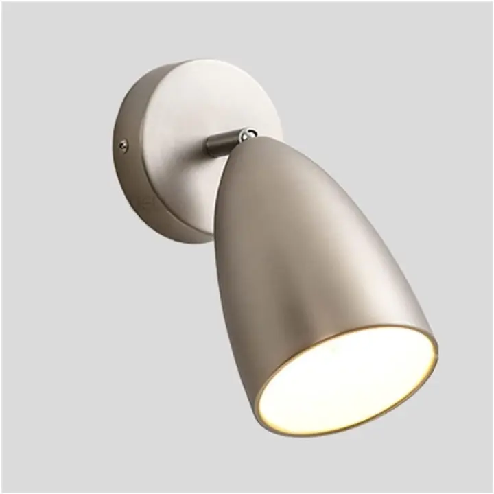 Lámpara de pared moderna ajustable de un solo cabezal Smass, lámpara de pared de metal estilo granja, luz de lectura, para dormitorio, sala de estar, accesorio de iluminación, lámpara de pared (color: níquel arena) - 1