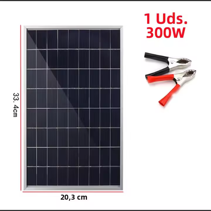 Kit De Energía Solar 300W Con Panel De Polícr��talo De 12V Conjunto Completo Para Carga USB Ideal Para Viajes Al Aire Libre Y Energía De Reserva - 1