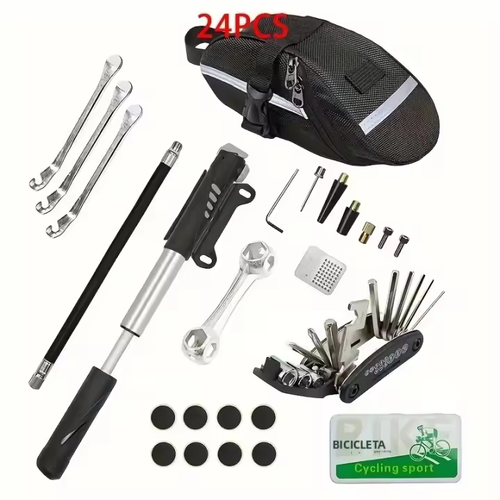 Kit De Herramientas Para Bicicleta Con Bomba De Pneumáticos Y Reparación De Neumáticos Sin Pegamento Set Multifuncional Para Reparación De Bicicletas - 1