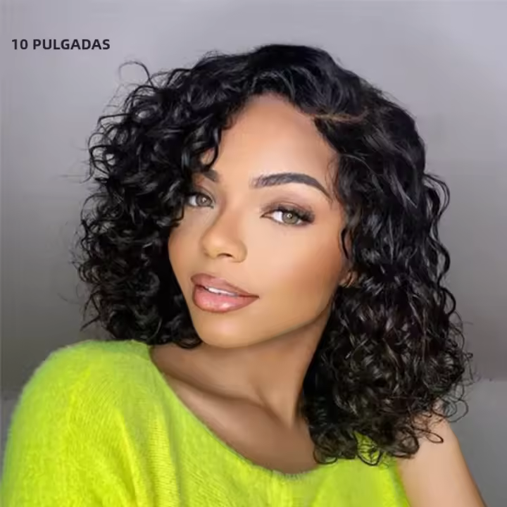 Pelucas De Encaje Frontal Transparente Rizado Onda Agua Bob Para Mujeres Peluca De Cabello Humano Brasileño T-Part Pre Escobillada - 1