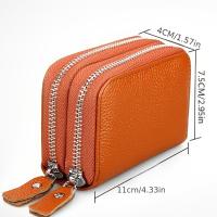 Cartera Pequeña De Cuero Genuino Para Mujer Con Cierre De Cremallera Y Bloqueo RFID Porta Tarjetas De Crédito Caso De Reposición - details 2