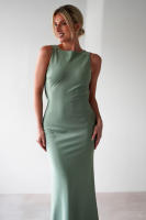 Vestido Largo Elegante Y Delgado De Verano Sin Mangas De Cuello Redondo Retro Para Vacaciones Estilo Casual Y Moda Color Sólido - details 18