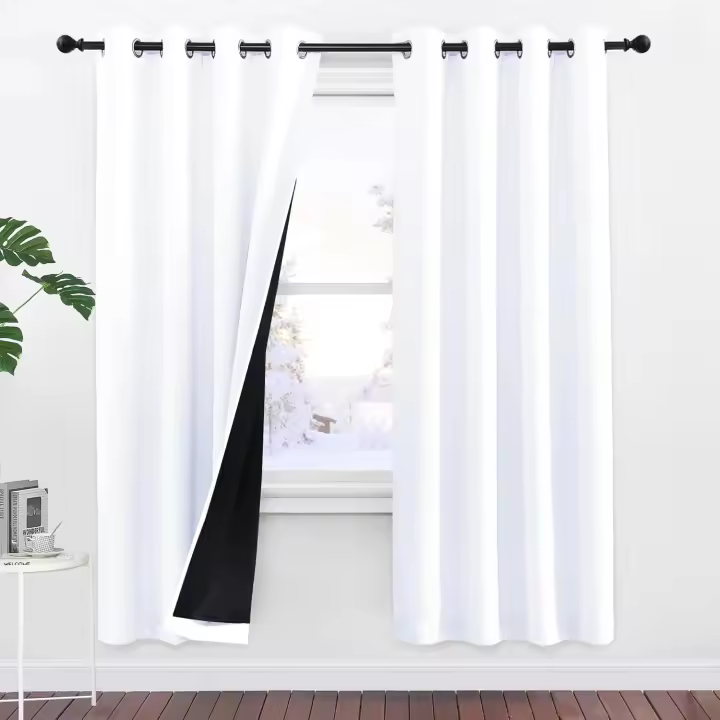 PONY DANCE Cortinas Opacas Termicas Aislantes Frio y Calor Cortinas Dormitorio 2 Piezas 140x245 CM Cortinas 100% Blackout con Ojales Cortinas Dobles Opacas Ventanas, Beige Claro - 1