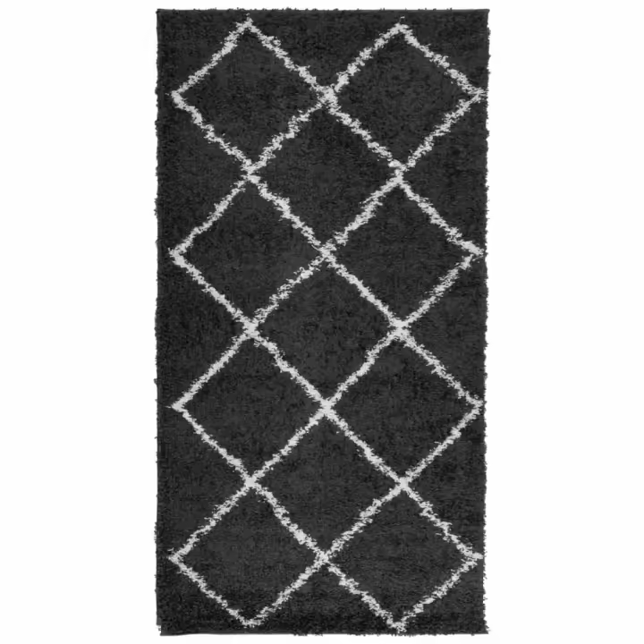 vidaXL Alfombra peluda de pelo largo moderna PAMPLONA 80x150 cm Color Antracita,  Beige,  Crema y mas Alfombras de área  Alfombra de Piso para Sala de Estar Dormitorio Habitación Salón - 1