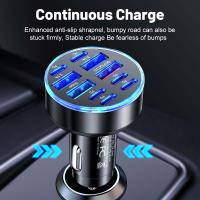 Cargador De Coche 250W Con 10 Puertos Cargador Rápido PD QC3.0 USB C Adaptador Tipo C Para iPhone Samsung Huawei Xiaomi - details 4