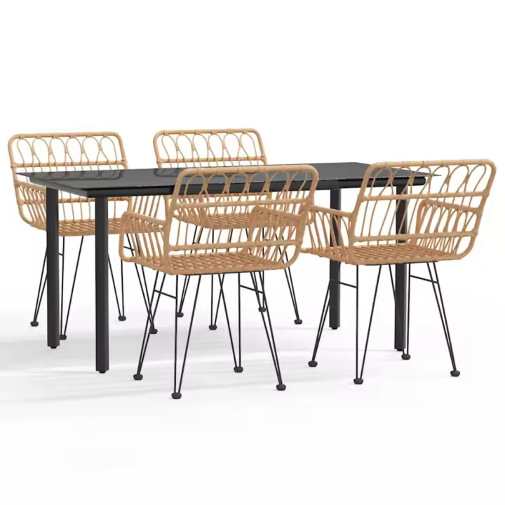 vidaXL Juego de comedor de jardín 5 piezas ratán sintético - 1