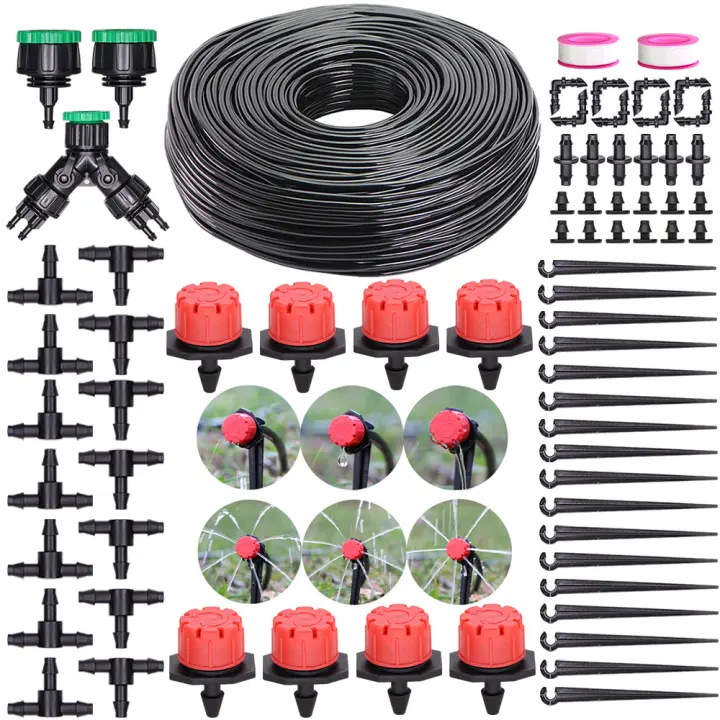 Sistema De Riego Por Drip Para Jardín 5-50M Con Mangue De Agua Automático Y 8 Roquedales Ajustables Kit De Riego Con 8 Orificios De Drip - 1