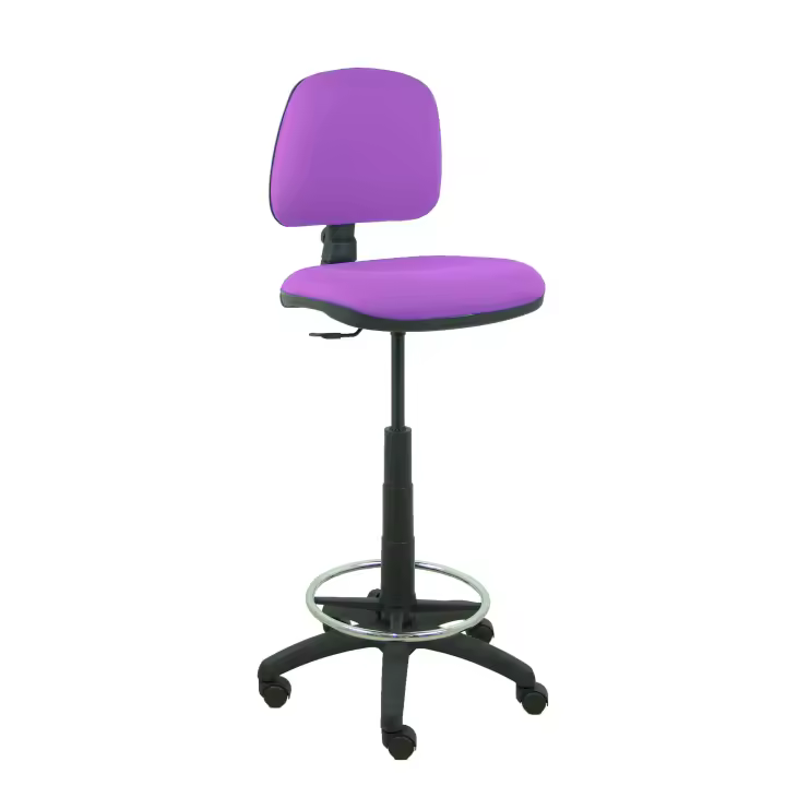 Piqueras Y Crespo Taburete Isso Bali Lila Ergonómico Regulable en Altura con Respaldo y Aro Reposapiés Cromado - 1