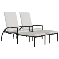 vidaXL Tumbona con reposapiés 2 unidades ratán sintético Marrón, Negro, Gris Sillas de Exterior Ideal para jardín, playa, piscina, terraza Tumbona Piscina Tumbonas Playa Tumbonas Jardín Exterior - details 0