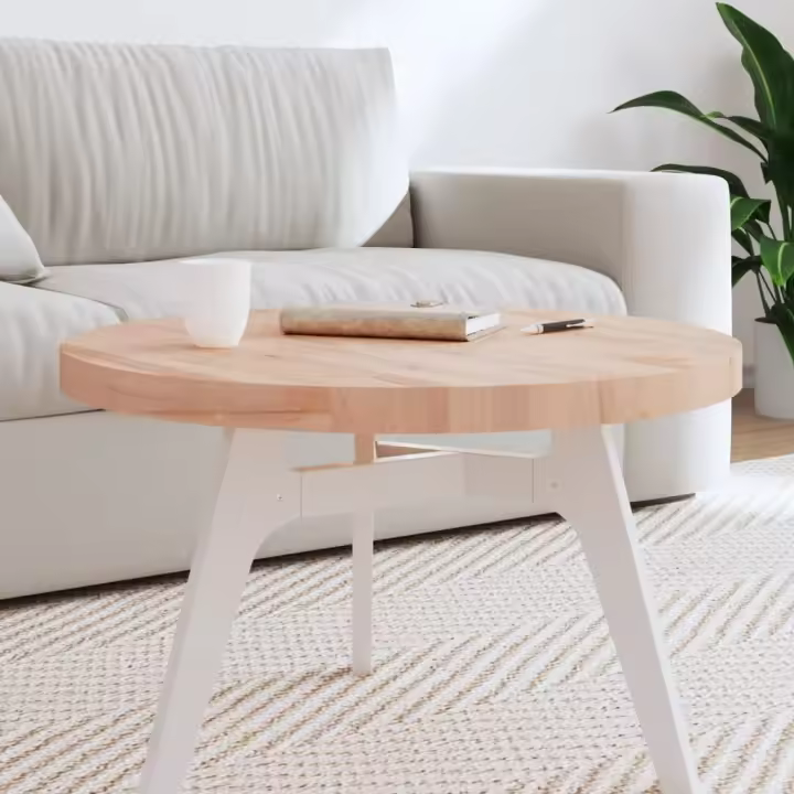 vidaXL Tablero redondo de madera maciza de haya Ø70x4 cm - 1