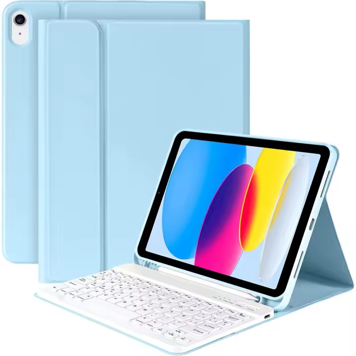 Funda con Teclado Español Ñ Inalámbrico Bluetooth para iPad 10.2” 9th Gen 2021/8th Gen 2020/7th Gen 2019/ iPad Pro 10.5/iPad Air 3, Carcasa PU Delgada rotectora Delgada con Ranura de Lápiz - 1