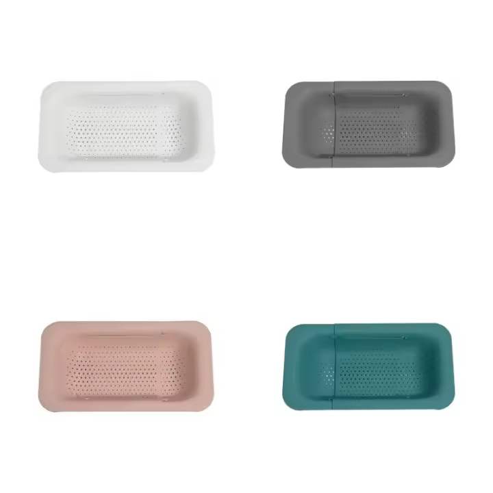 Cesta De Enjuague Retráctil Para Cocina Organizador De Plástico Ajustable Para Frutas Y Verduras Cesta De Almacenamiento Para Lavado De Cocina Accesorio Doméstico - 1