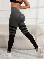 Leggings Deportivos Para Mujer Con Detalle Rayado High Waisted Sin Costuras Slimming Para Gimnasio Yoga Activewear - details 2
