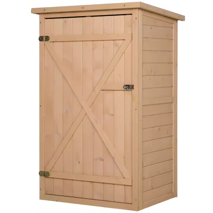 Outsunny Caseta de Jardín de Madera 75x56x115 cm Armario Cobertizo de Exterior para Herramientas con 3 Estantes Interiores Puerta con Pestillo y Techo Asfáltico - 1