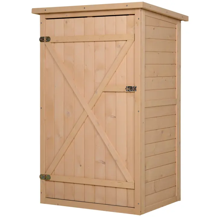 Outsunny Caseta de Jardín de Madera 75x56x115 cm Armario Cobertizo de Exterior para Herramientas con 3 Estantes Interiores Puerta con Pestillo y Techo Asfáltico - 1