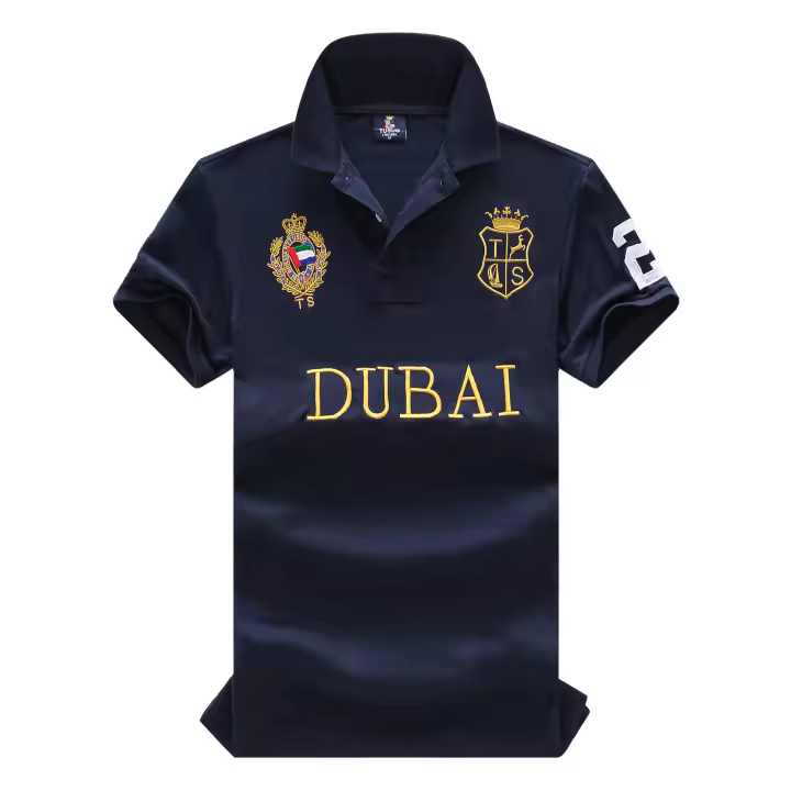 Camisa Polo Para Hombre Estilo Casual Dubai Emblema Bordado De Lujo Color Contraste Diseño Original Algodón Transpirable - 1