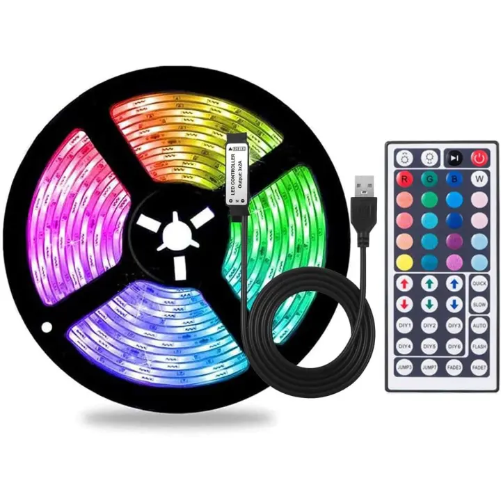 Tira de luces LED USB que cambia de color RGB con control remoto para decoración del hogar, retroiluminación de TV (5 m), no impermeable - 1