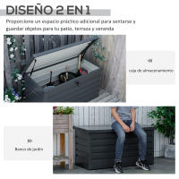 Outsunny Arcón Exterior Capacidad 311L Baúl de Almacenaje de Acero con Cerradura Llave Pistones Neumáticos para Jardín Terraza Patio 120x62x62 cm Gris Oscuro - details 3