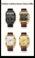 Reloj De Pulsera De Lujo Para Hombre OLEVS Cuadrado Cuarzo Resistente Al Agua Luminoso Cronógrafo De Cuero Acero Inoxidable Dial De Cristal Duro - details 9