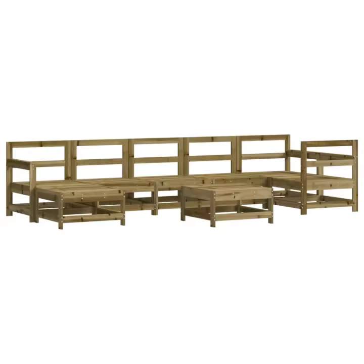vidaXL Juego de muebles de jardín 8 pzas madera de pino impregnada - 1