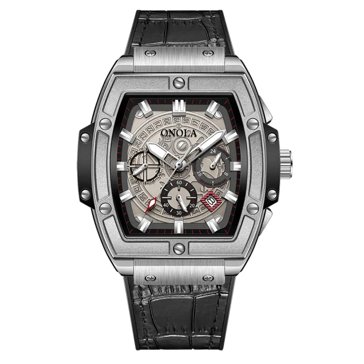 Reloj De Cuarzo Deportivo De Lujo Para Hombre ONOLA 2024 Estilo Clásico Cuero Auténtico Multi Funcional Resistente Al Agua Con Luz Útil Para Todos Los Días - 1