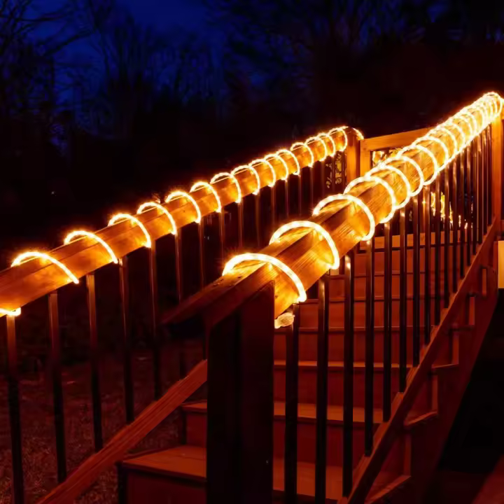 Cadena De Luces Solares De 100 LED Para Jardín Y Decoración De Navidad 12M 8 Modos Impermeable Naranja Luces De Hadas Art Decó - 1