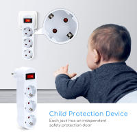 Aigostar Adaptador Enchufes Plano con 3 Tomas y Interruptor,Ladron Enchufes con Protección Infantil,Enchufe de Pared,16A,250V,Blanco - details 1