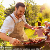 Delantal De Lona Para Cocina Resistente Al Aceite Con Bolsillos Para Herramientas Para Hombres Y Mujeres Adultos Estilo De Café - details 8