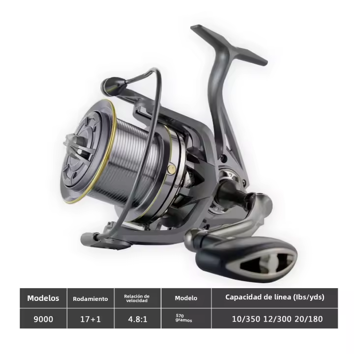 Carrete De Pesca Giratorio Potente 20KG Para Agua Salada Y Dulce 8000 9000 10000 12000 14000 Herramienta De Pesca Ambidextro - 1